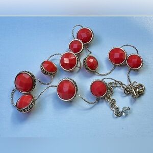 Vintage Napier Orange/Coral Faceted Gold Tone  Necklace